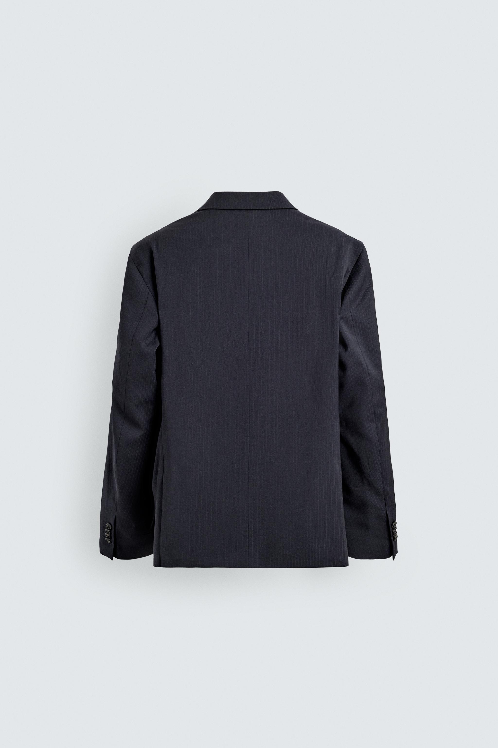 100% WOOL PINSTRIPE SUIT JACKET